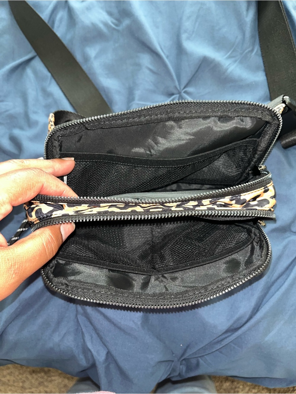 Iris & Rainbow Tan Leopard Print Crossbody Belt Bag - Black & Tan - Picture 4 of 5